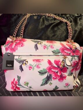 Mossimo black Floral Pink Chain-Handle Shoulder Bag